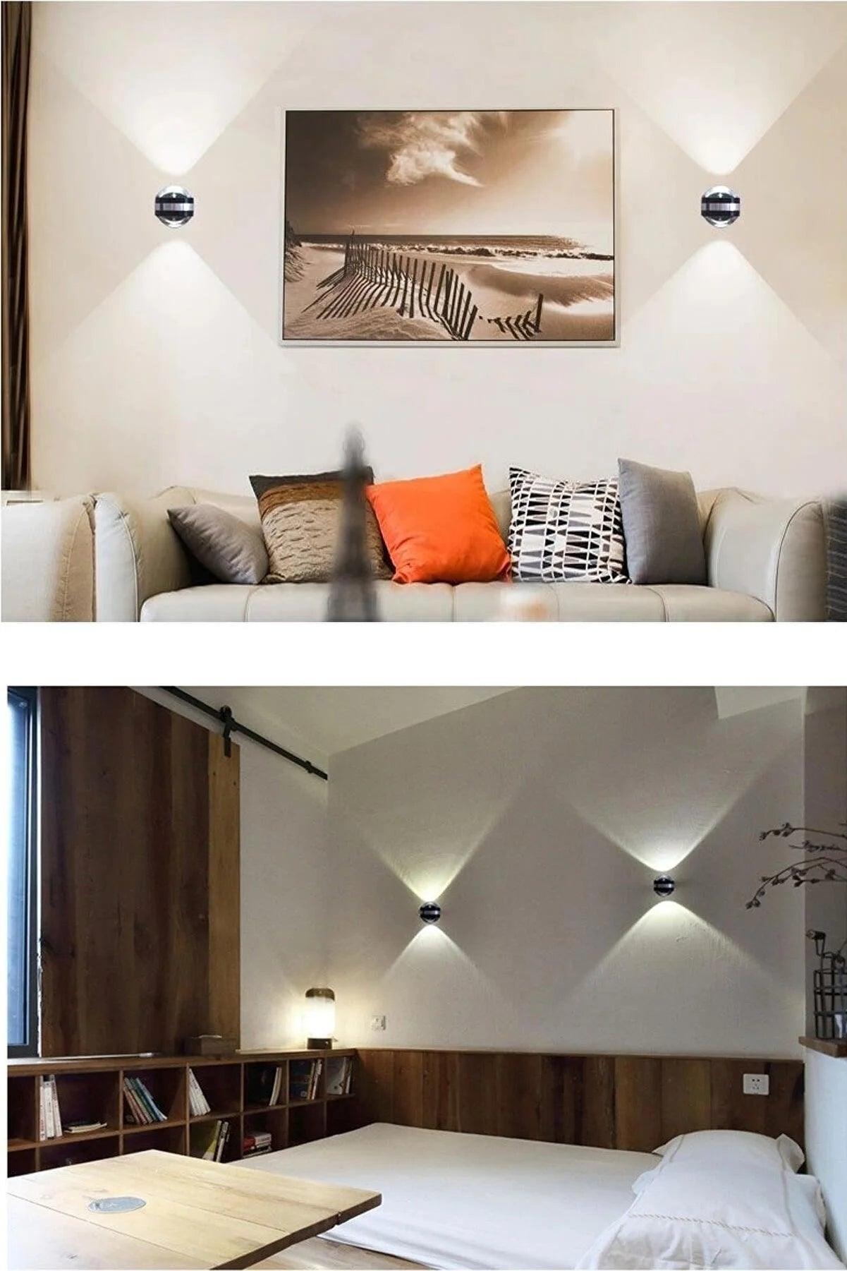 6w Modern Çift Yönlü Camlı Alüminyum Aplik Duvar Lambası - Aydınlatma Gün Işığı - evdeyiz.de