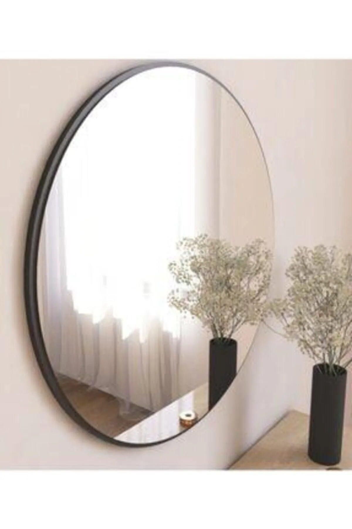 Dekoratif Siyah Yuvarlak Ayna - 60x60 cm - evdeyiz.de