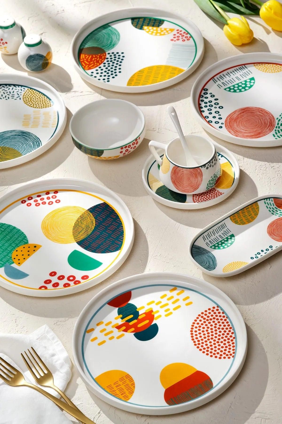 Emsan - Color mix porselen 32 parça 6 kişilik Kahvaltı / Servis takımı - evdeyiz.de