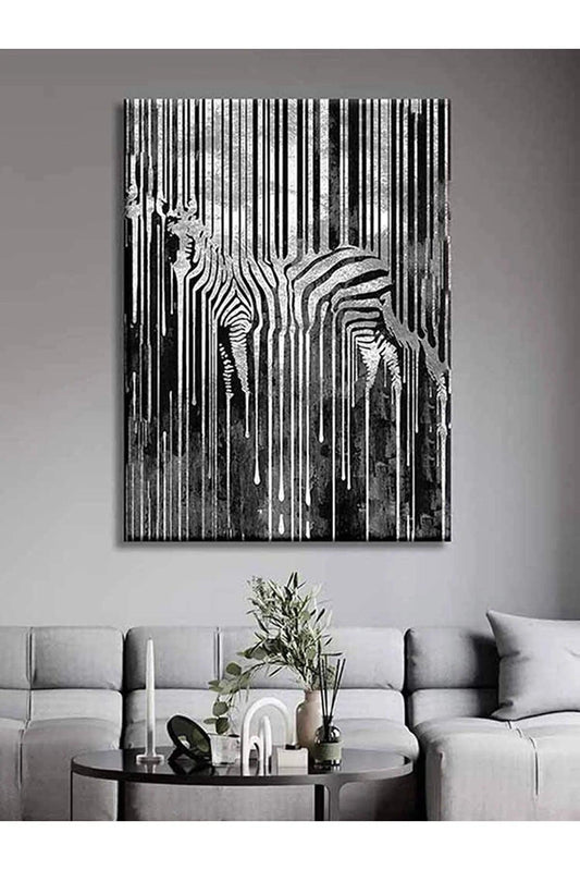 Gümüş Zebra Dekoratif Kanvas Tablo - 70x50 cm - evdeyiz.de