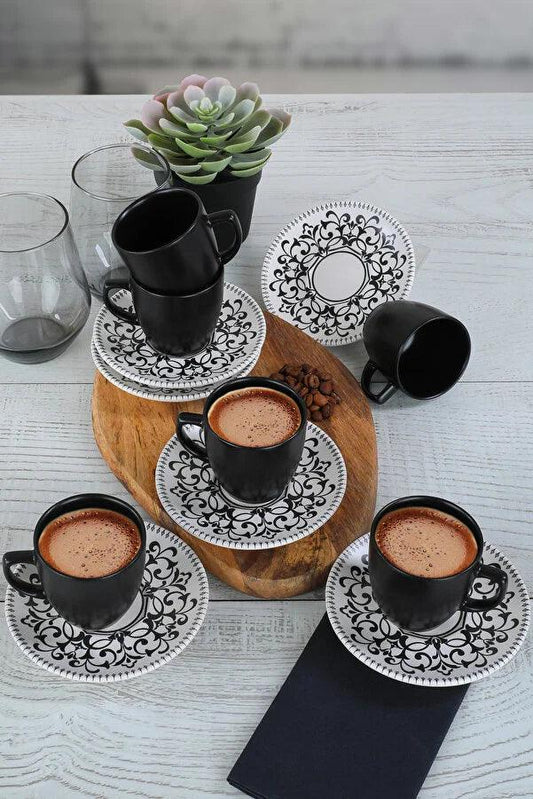 Keramika Black Velvet Kahve Takımı 12 Parça 6 Kişilik - evdeyiz.de