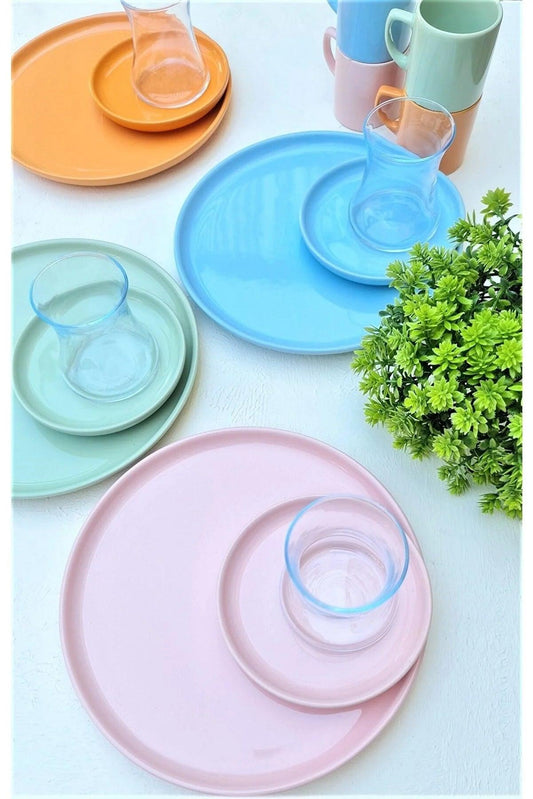 Keramika Rainbow Mix 16 Parça 4 Kişilik Kahvaltı İkram Takımı - evdeyiz.de