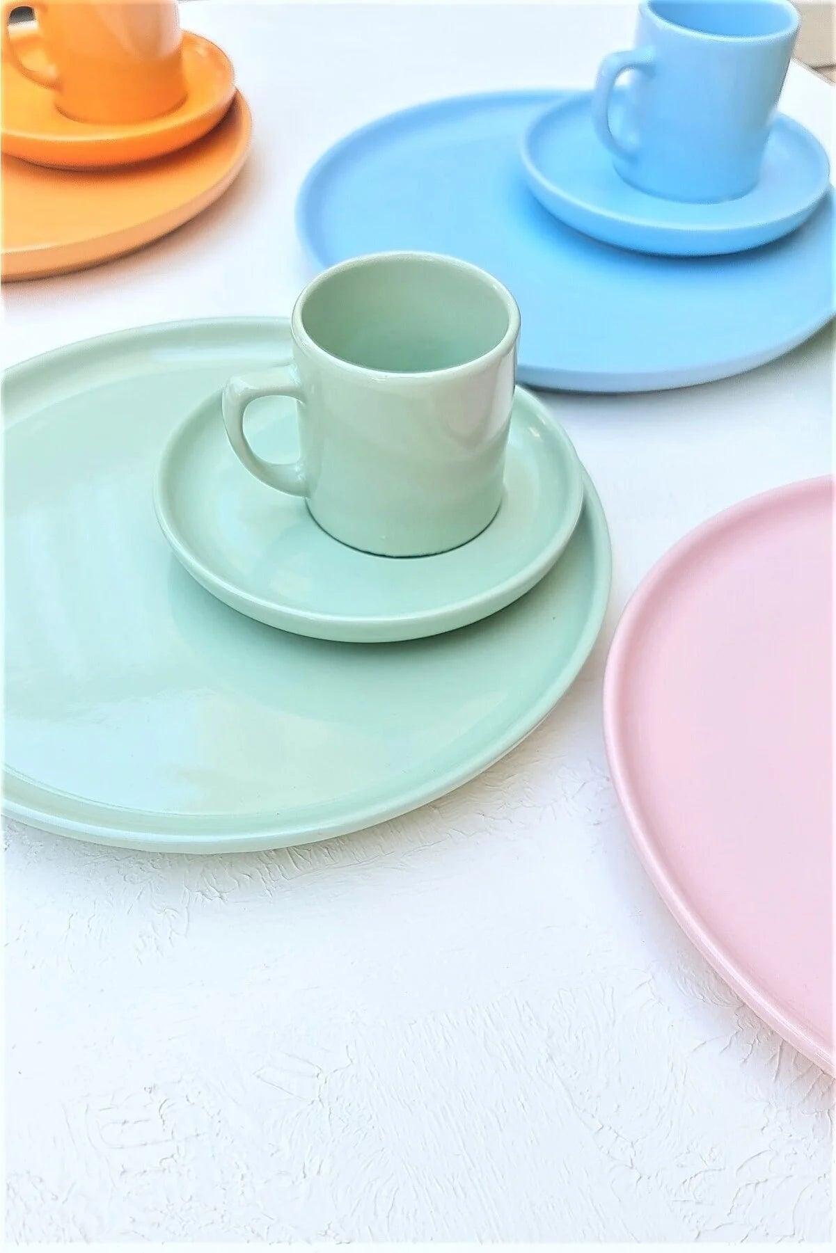 Keramika Rainbow Mix 16 Parça 4 Kişilik Kahvaltı İkram Takımı - evdeyiz.de