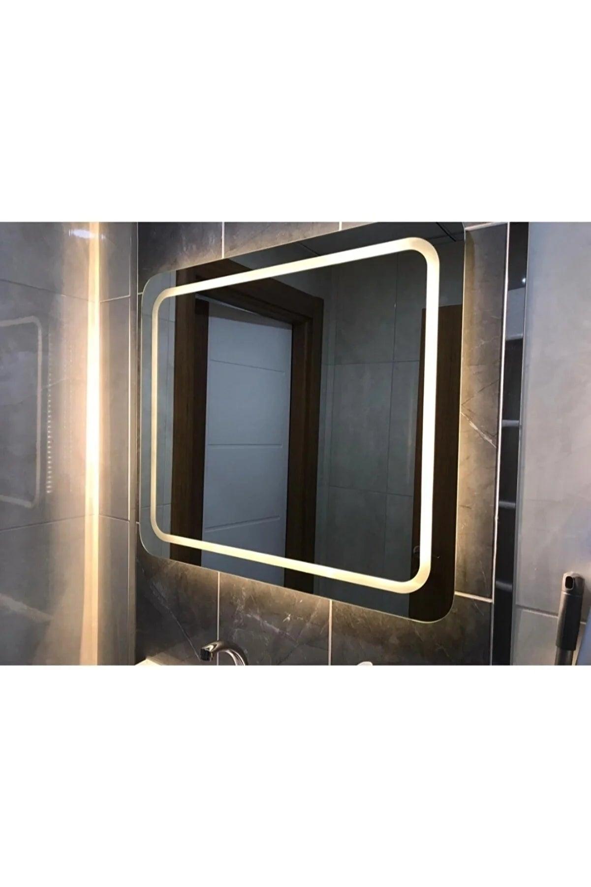 Led'li Kumlamalı Lavabo & Banyo Aynası - 80x60 cm - evdeyiz.de