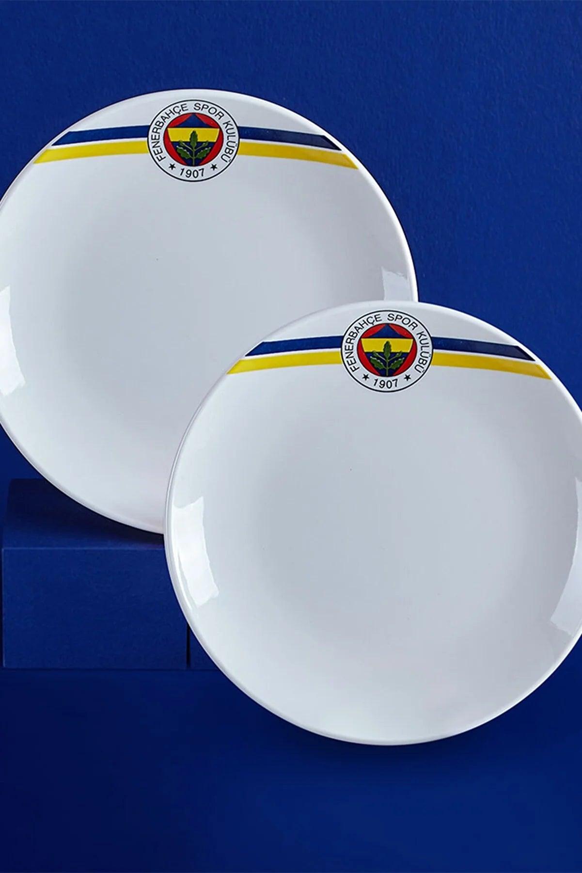 Neva - Fenerbahçe Lisanslı Klasik Logo 2'li Porselen Pasta Tabağı - evdeyiz.de