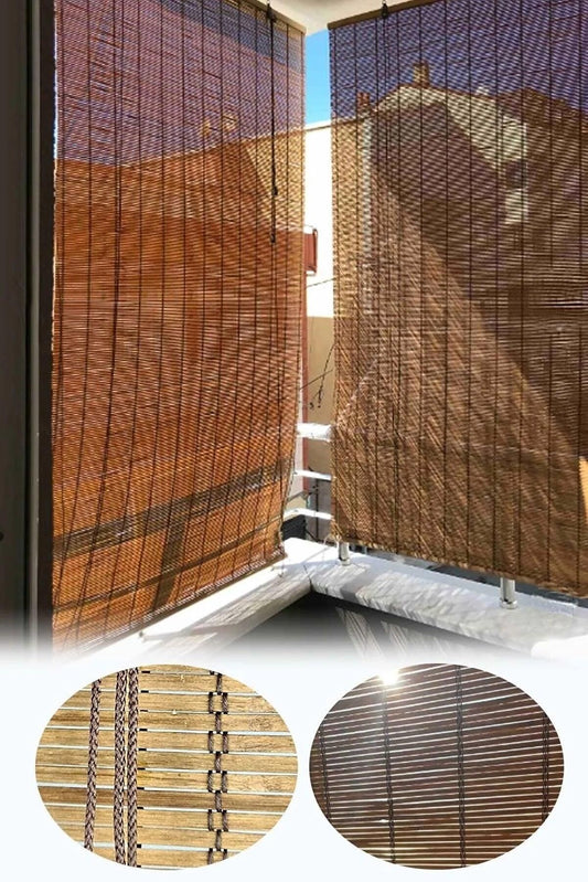 Stor Perde - Kahverengi Doğal Bambu Stor Perde Güneşlik Kullanıma Hazır - evdeyiz.de