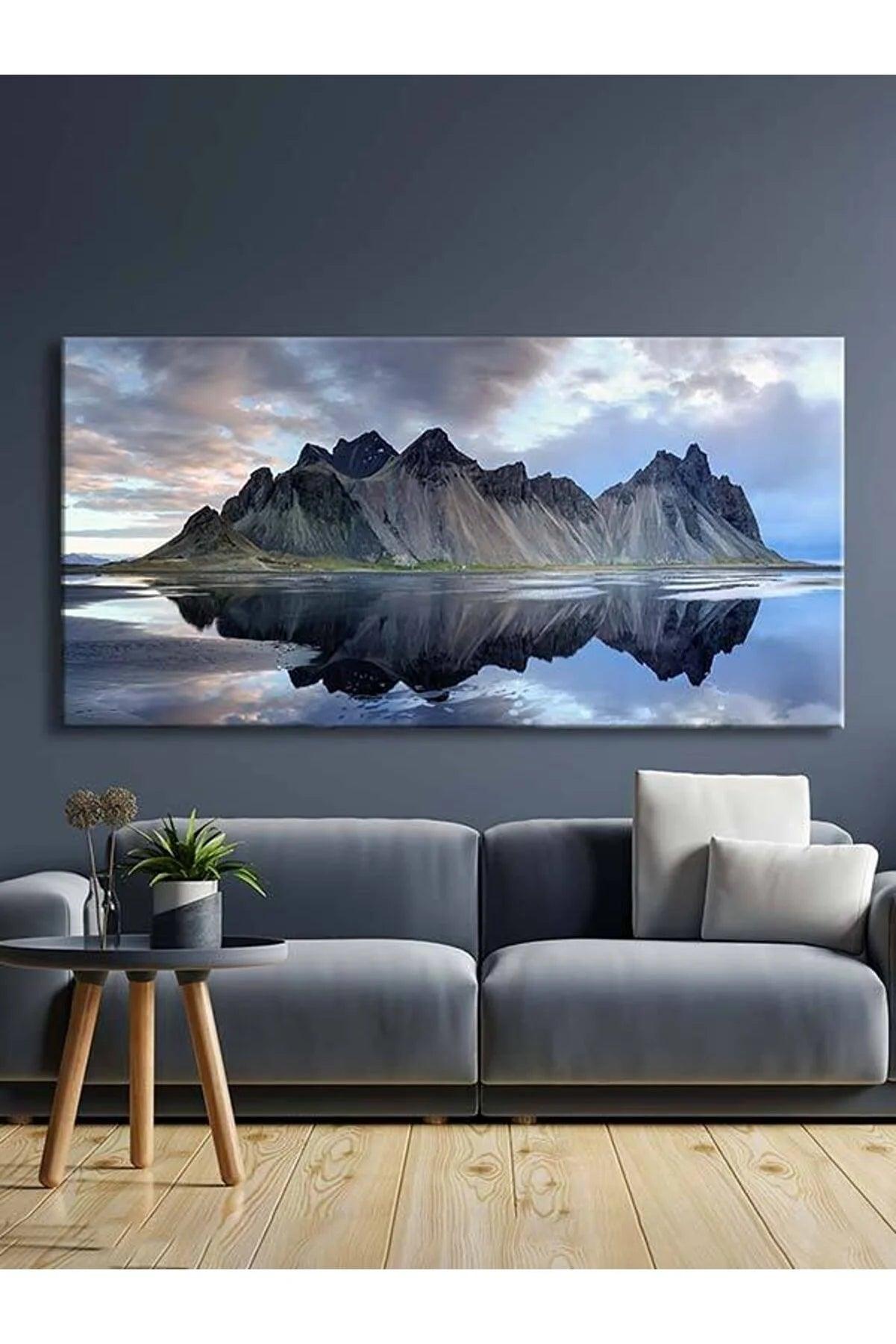 Vestrahorn (Batman Dağı) İzlanda Dekoratif Kanvas Tablo - 100x50 - evdeyiz.de
